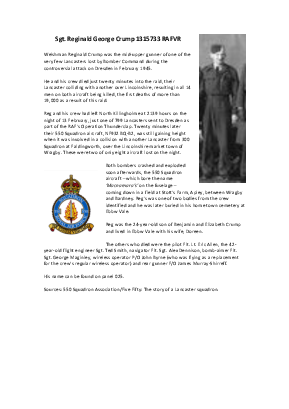 A preview of a PDF biography for Crump, Reginald George
